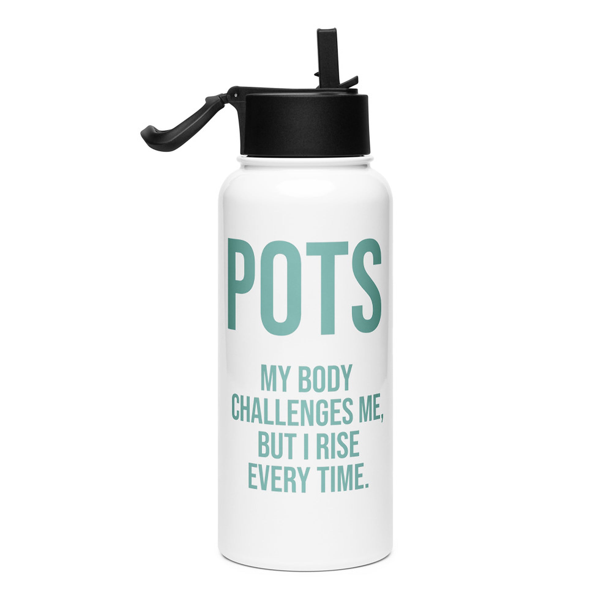 ILLTOCHILL POTS awareness gift Stainless steel water bottle with a straw lid – Flat Right