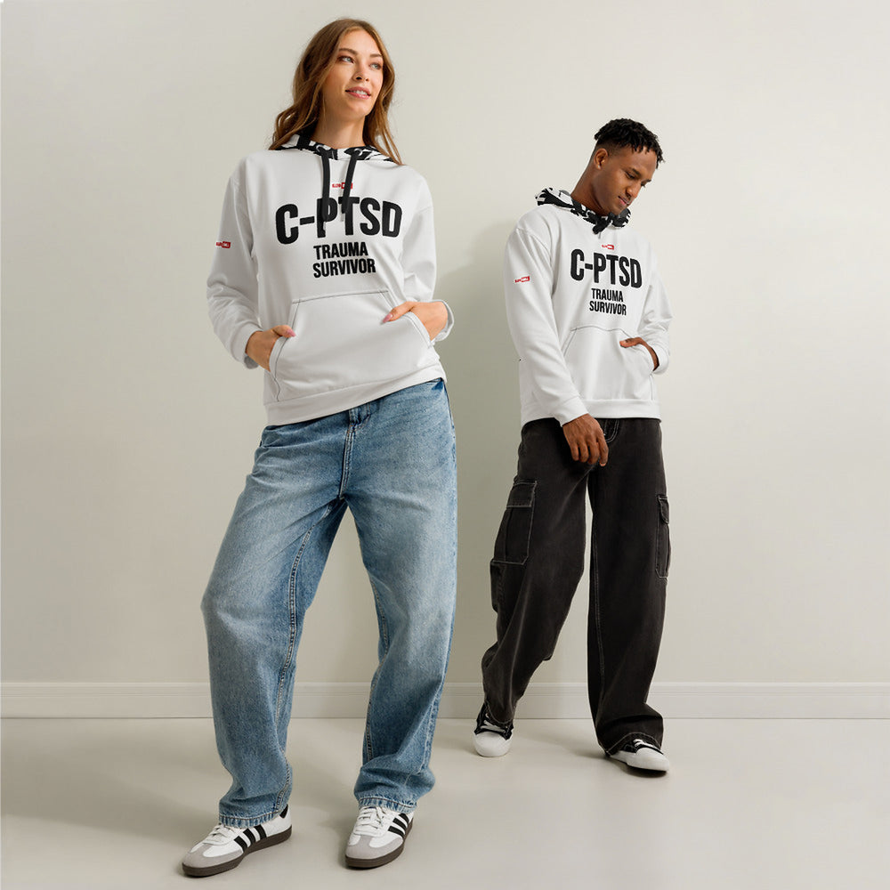 ILLTOCHILL CPTSD awareness Complex Post-Traumatic Stress disorder gift Unisex cotton hoodie – Duet Front (Black)