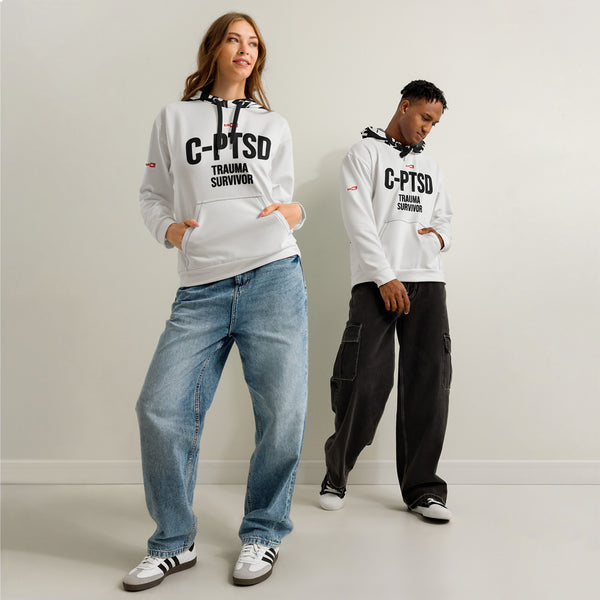 ILLTOCHILL CPTSD awareness Complex Post-Traumatic Stress disorder gift Unisex cotton hoodie – Duet Front (Black)