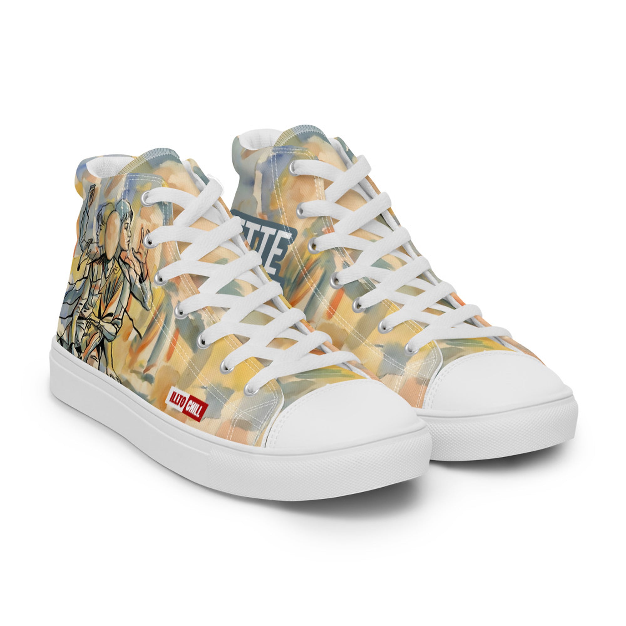 ILLTOCHILL Tourette syndrome awareness TS gift Men’s high top canvas shoes – Flat Right Front