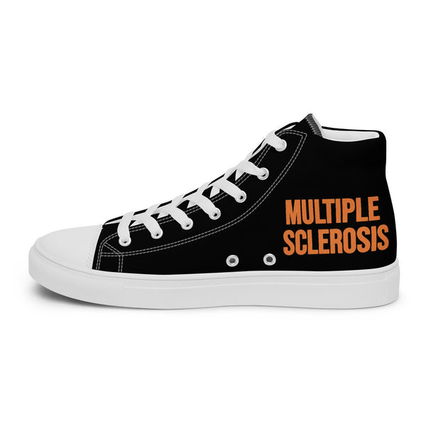 ILLTOCHILL MS awareness Multiple Sclerosis support gift Men’s high top canvas shoes – Flat 2 Right Inside