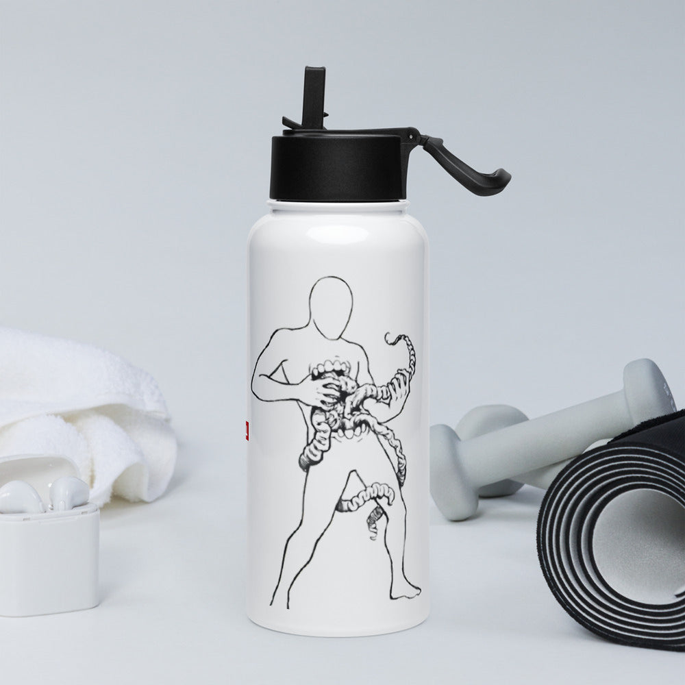 ILLTOCHILL Crohn's disease awareness gift Stainless steel water bottle with a straw lid – Lifestyle 2 Left