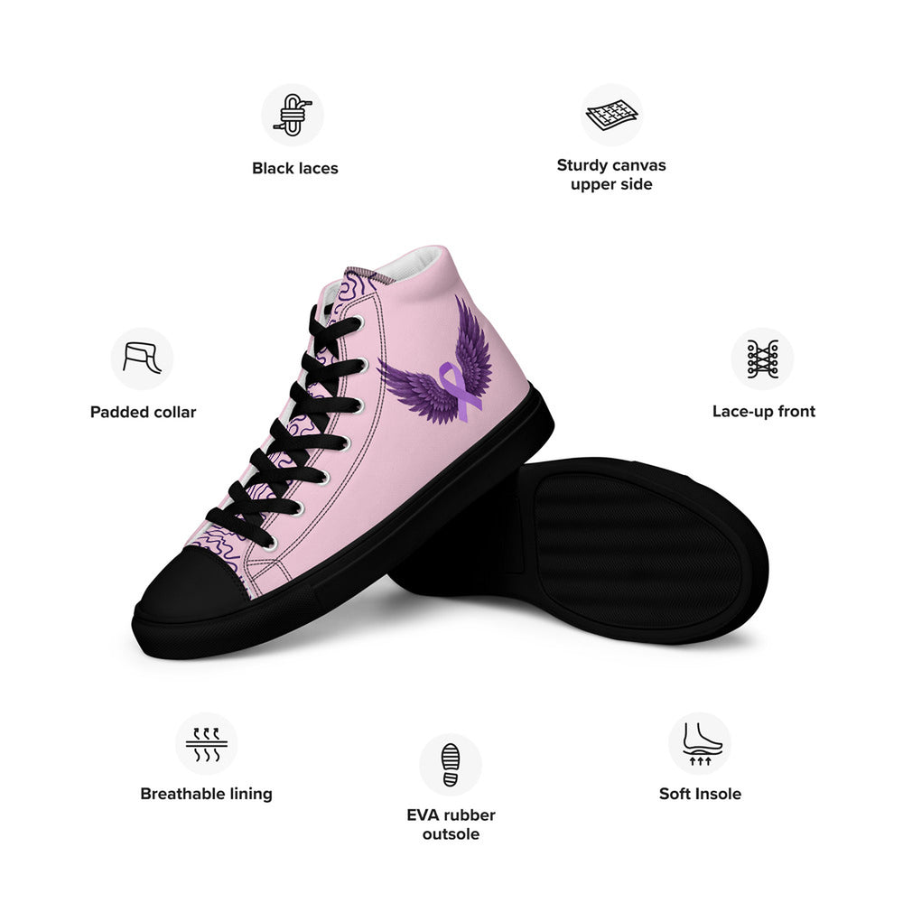 ILLTOCHILL Epilepsy awareness and support gift Women’s high top canvas shoes – Product specs Left