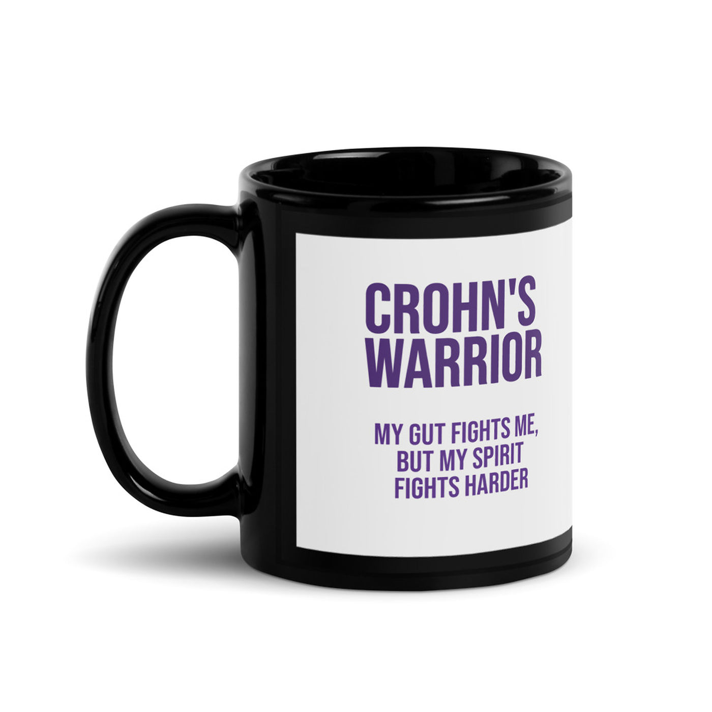 ILLTOCHILL Crohn's disease awareness and support gift Black Glossy Mug – Flat Handle on Left
