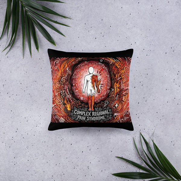 ILLTOCHILL CRPS Awareness Pillow – Flat Lifestyle Front (Black)
