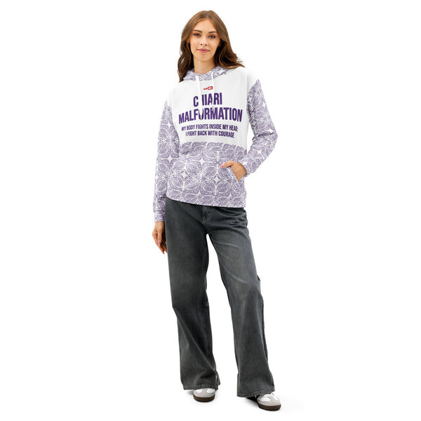 ILLTOCHILL CM Chiari Malformation awareness gift unisex cotton hoodie – Women's Front (White)