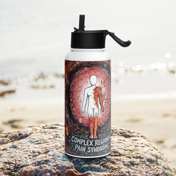 ILLTOCHILL CRPS Awareness gift Stainless steel water bottle with a straw lid – Lifestyle 3 Left