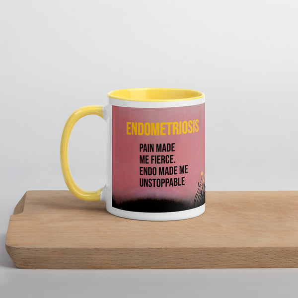 ILLTOCHILL Endometriosis awareness Endo warrior gift Mug with Color Inside – Lifestyle Left