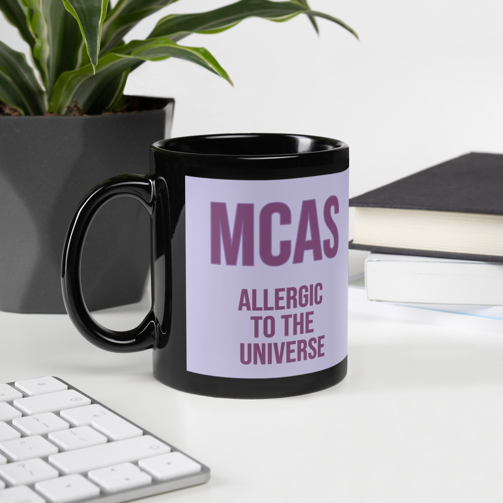 ILLTOCHILL MCAS awareness Mast cell activation syndrome gift Black Glossy Mug – Lifestyle 2 Handle on Left