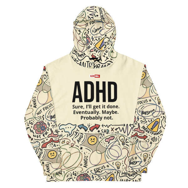 ILLTOCHILL Adhd Attention deficit awareness gift Unisex cotton hoodie – Flat Front (Black)