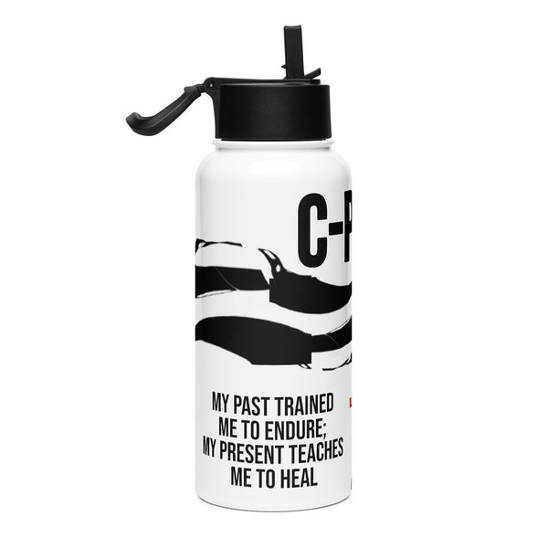 ILLTOCHILL CPTSD awareness gift Stainless steel water bottle with a straw lid – Flat Right