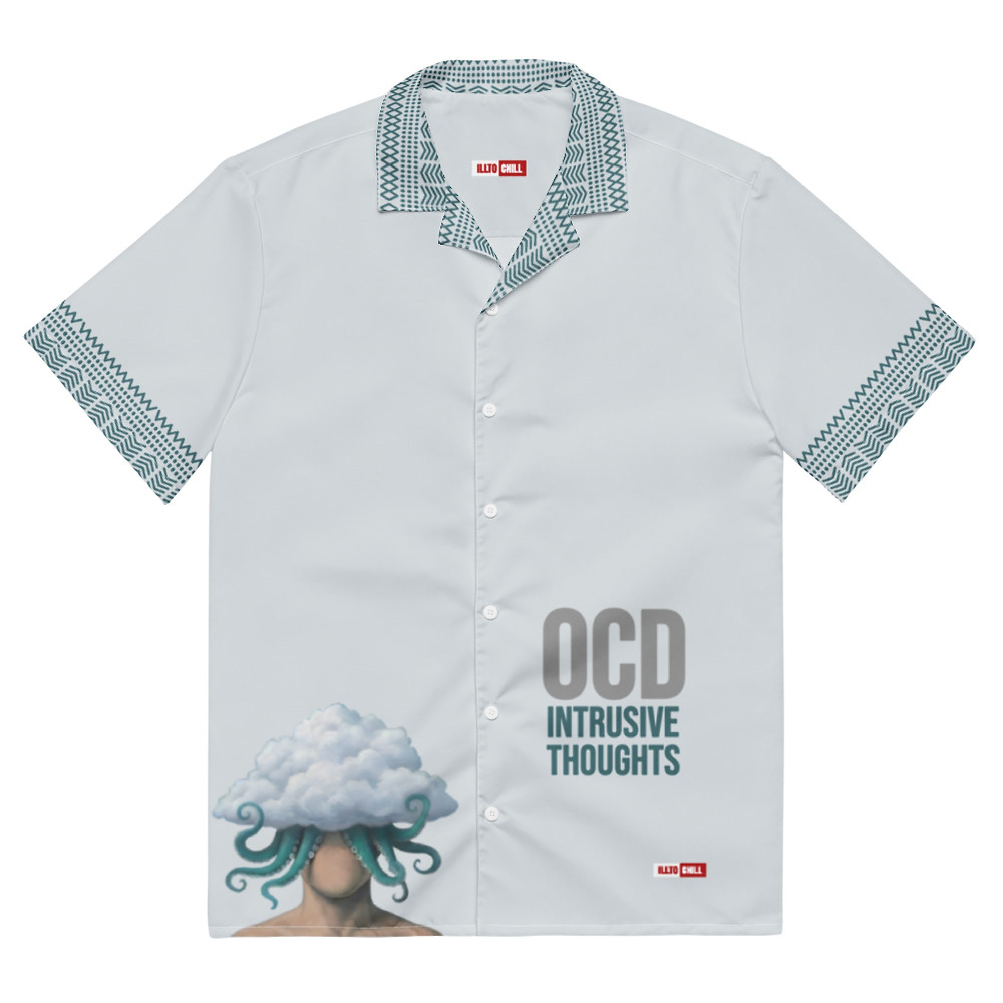 ILLTOCHILL OCD awareness Obsessive-Compulsive Disorder Unisex button shirt – Flat Front (White)