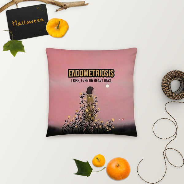 ILLTOCHILL Endometriosis Awareness Pillow – Halloween Front 2 (Black)