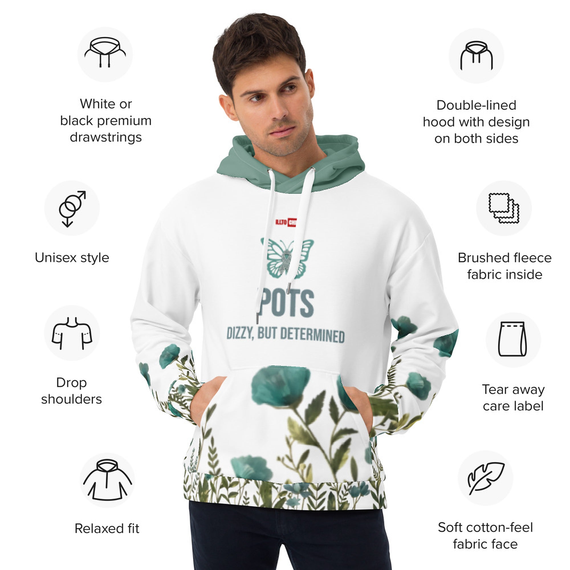 ILLTOCHILL POTS awareness heavyweight Unisex Hoodie – Product specs Front (White)