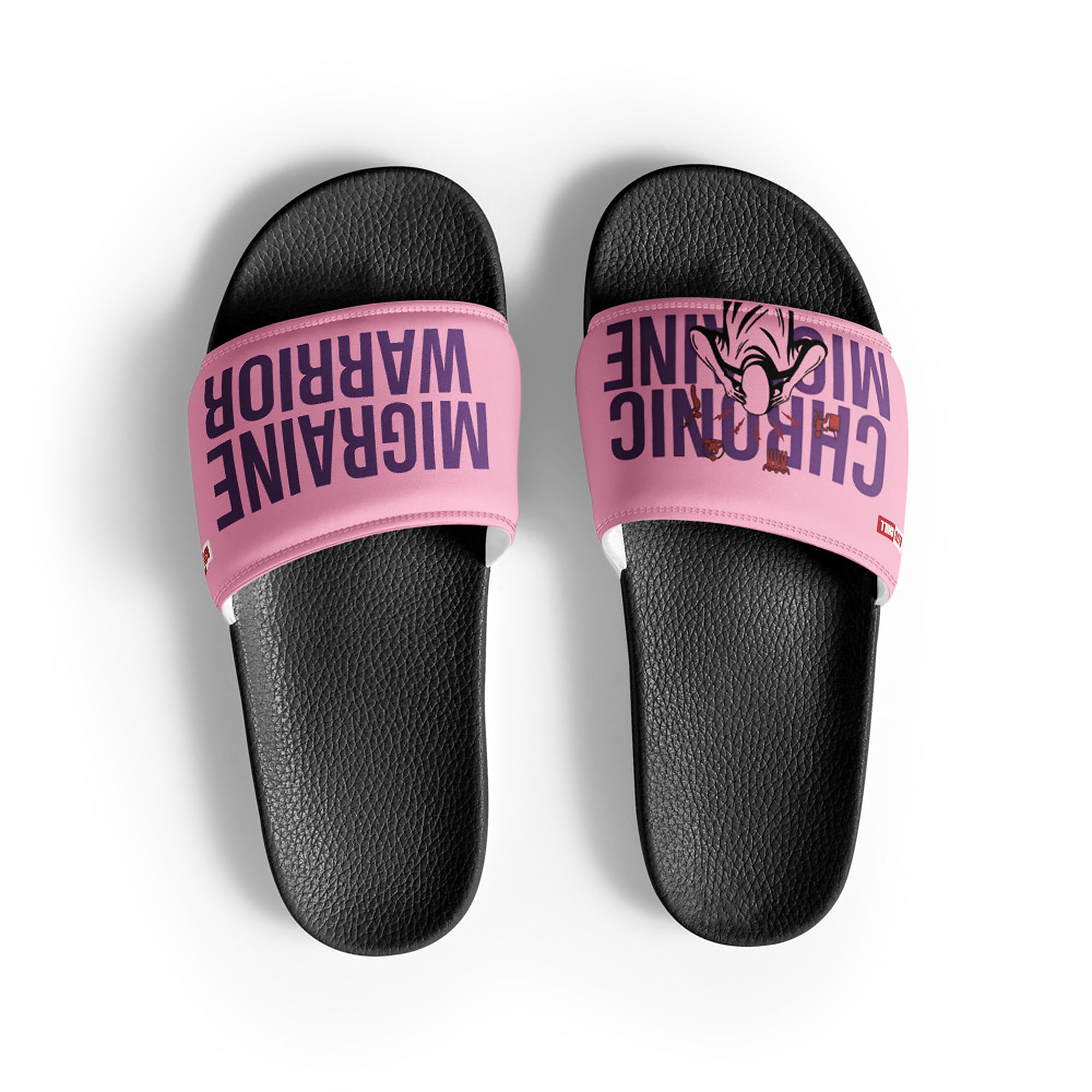 ILLTOCHILL Chronic Migraine Awareness Women's Slides – Flat Front (Chronic Migraine Awareness Women's Slides)