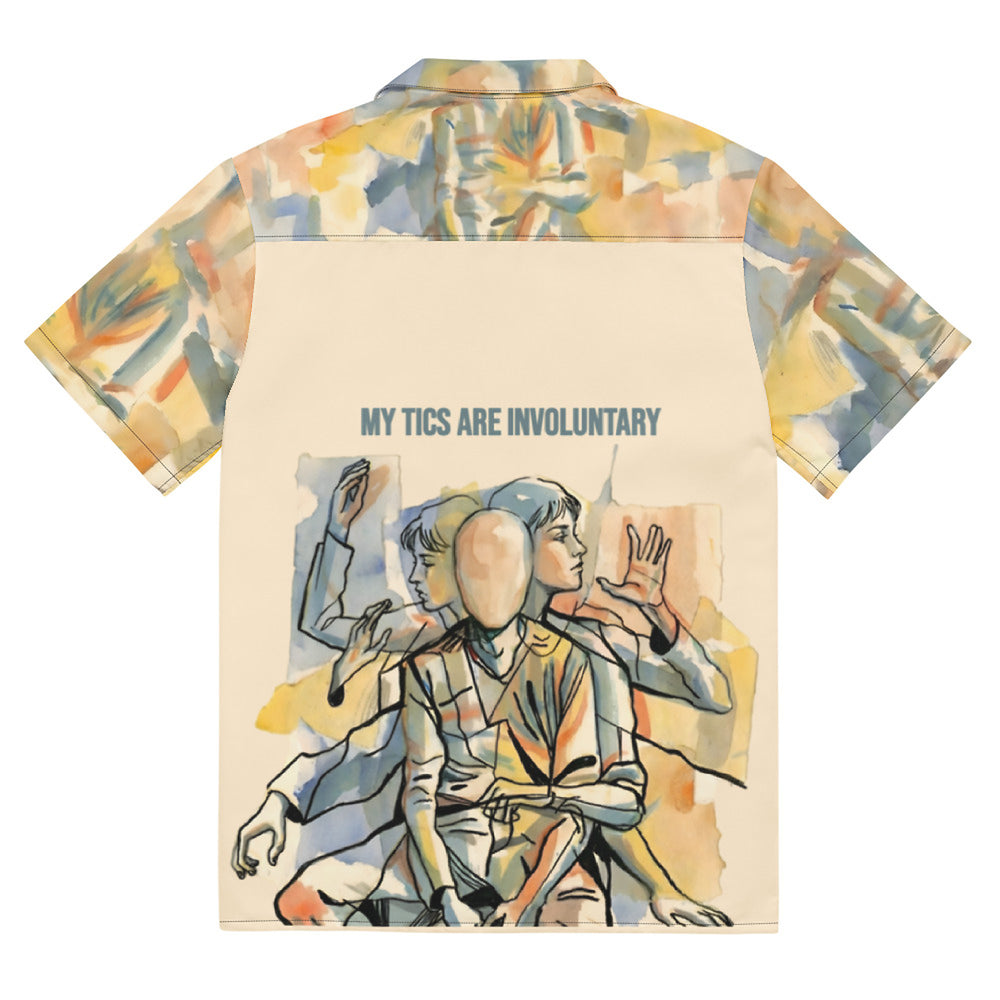 ILLTOCHILL Tourette syndrome awareness and support Unisex button shirt – Flat Back (Black)