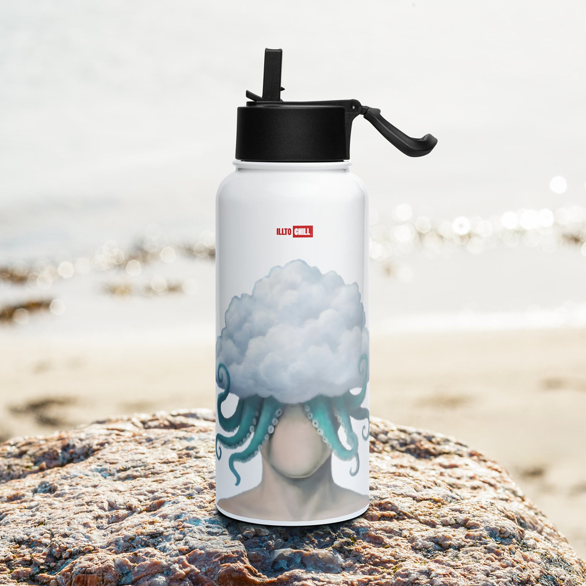 ILLTOCHILL OCD awareness Obsessive-Compulsive Disorder gift Stainless steel water bottle with a straw lid – Lifestyle 3 Left