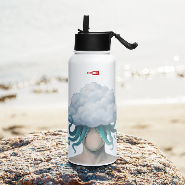 ILLTOCHILL OCD awareness Obsessive-Compulsive Disorder gift Stainless steel water bottle with a straw lid – Lifestyle 3 Left