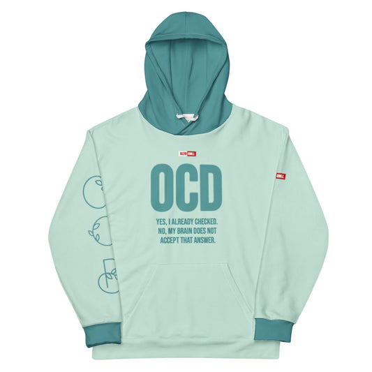 ILLTOCHILL ILLOCHILL OCD awareness Obsessive-Compulsive Disorder support gift Unisex cotton hoodie – Flat Front (White)
