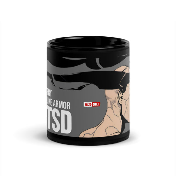 ILLTOCHILL CPTSD awareness Complex Post-Traumatic Stress disorder gift Black Glossy Mug – Flat Front