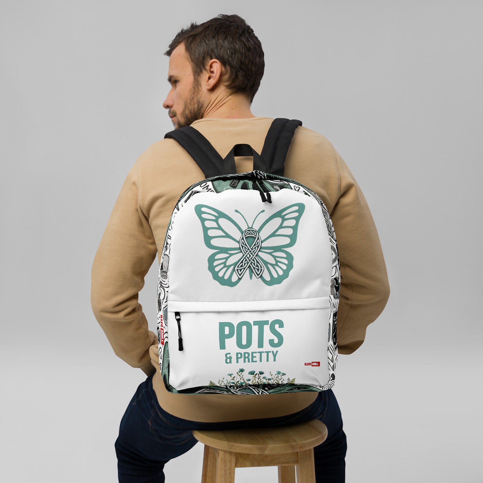 ILLTOCHILL POTS Awareness Backpack – Men's Front (Clear) #2