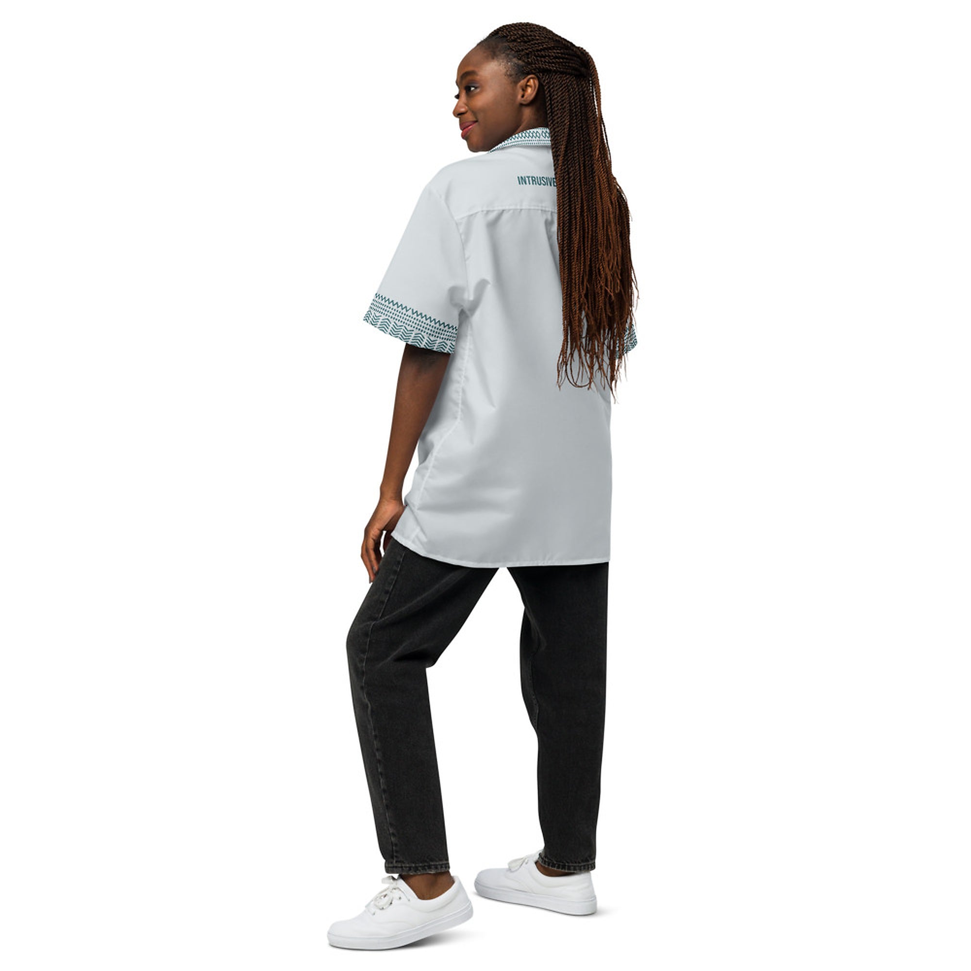 ILLTOCHILL OCD awareness Obsessive-Compulsive Disorder Unisex button shirt – Women's Back (White)