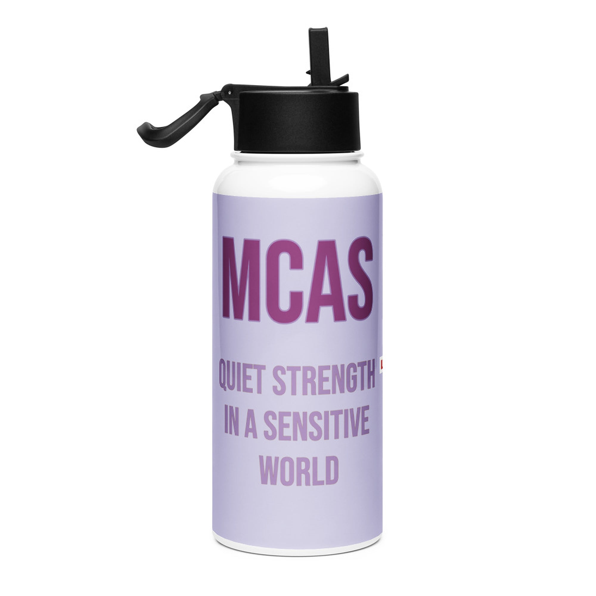 ILLTOCHILL MCAS awareness gift Stainless steel water bottle with a straw lid – Flat Right