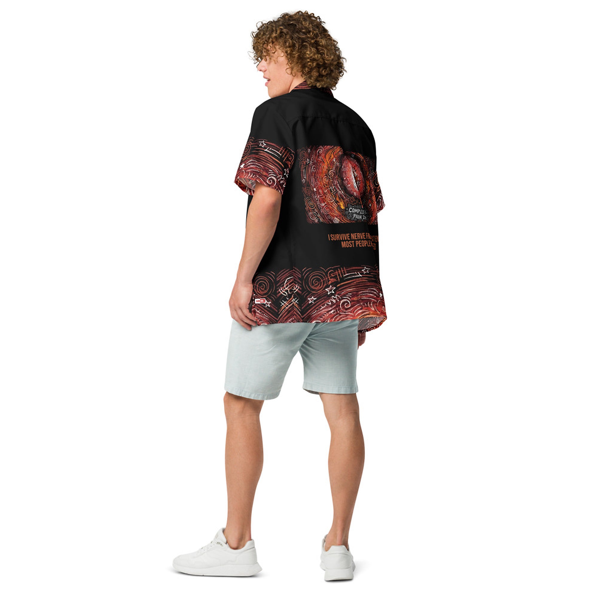 ILLTOCHILL CRPS awareness Complex Regional Pain Syndrome support Unisex button shirt – Men's Back (Black)
