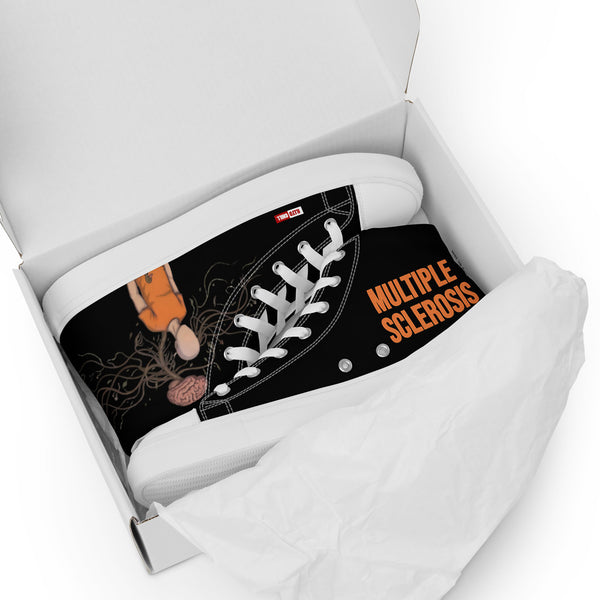 ILLTOCHILL MS awareness Multiple Sclerosis support gift Men’s high top canvas shoes – Flat 5 Front