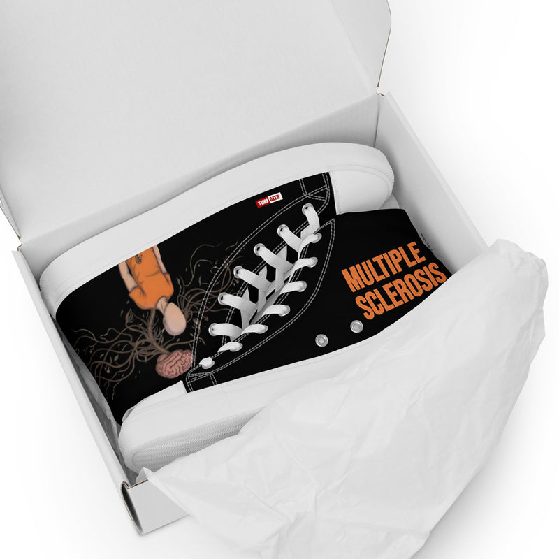 ILLTOCHILL MS awareness Multiple Sclerosis support gift Men’s high top canvas shoes – Flat 5 Front