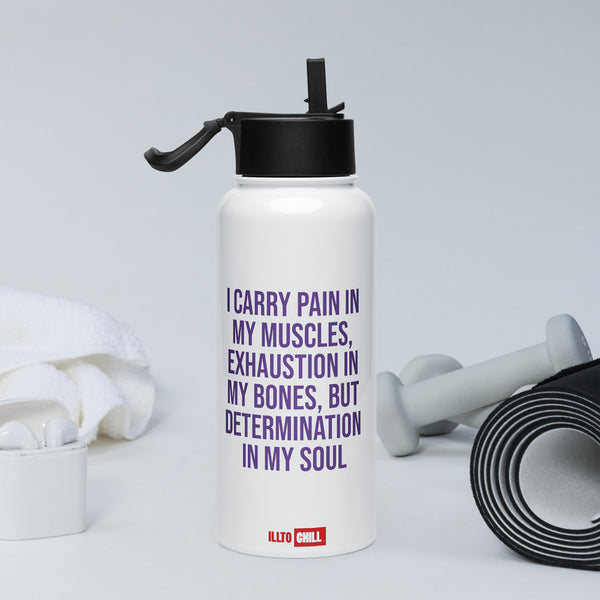 ILLTOCHILL Fibromyalgia awareness fibro gift Stainless steel water bottle with a straw lid – Lifestyle 2 Right