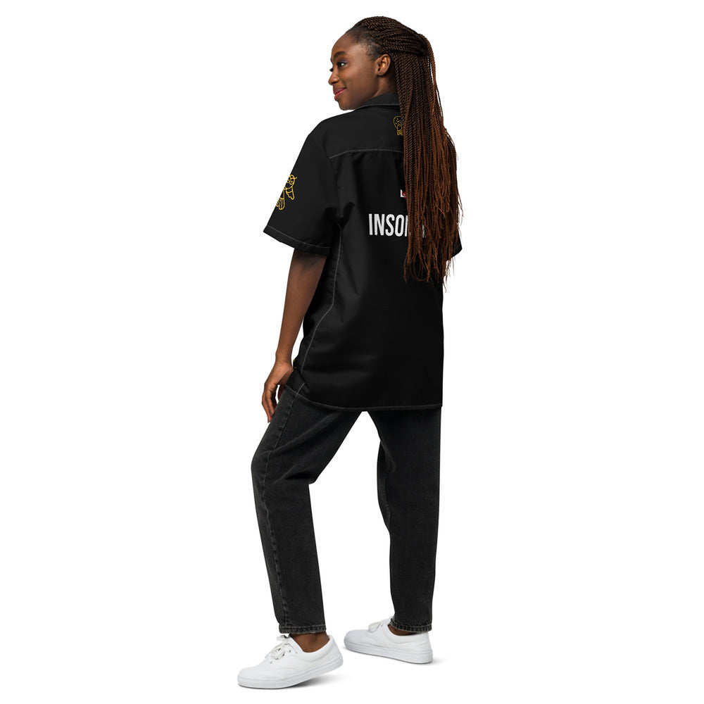 ILLTOCHILL Insomnia Awareness Unisex Button Shirt – Women's Back (White)