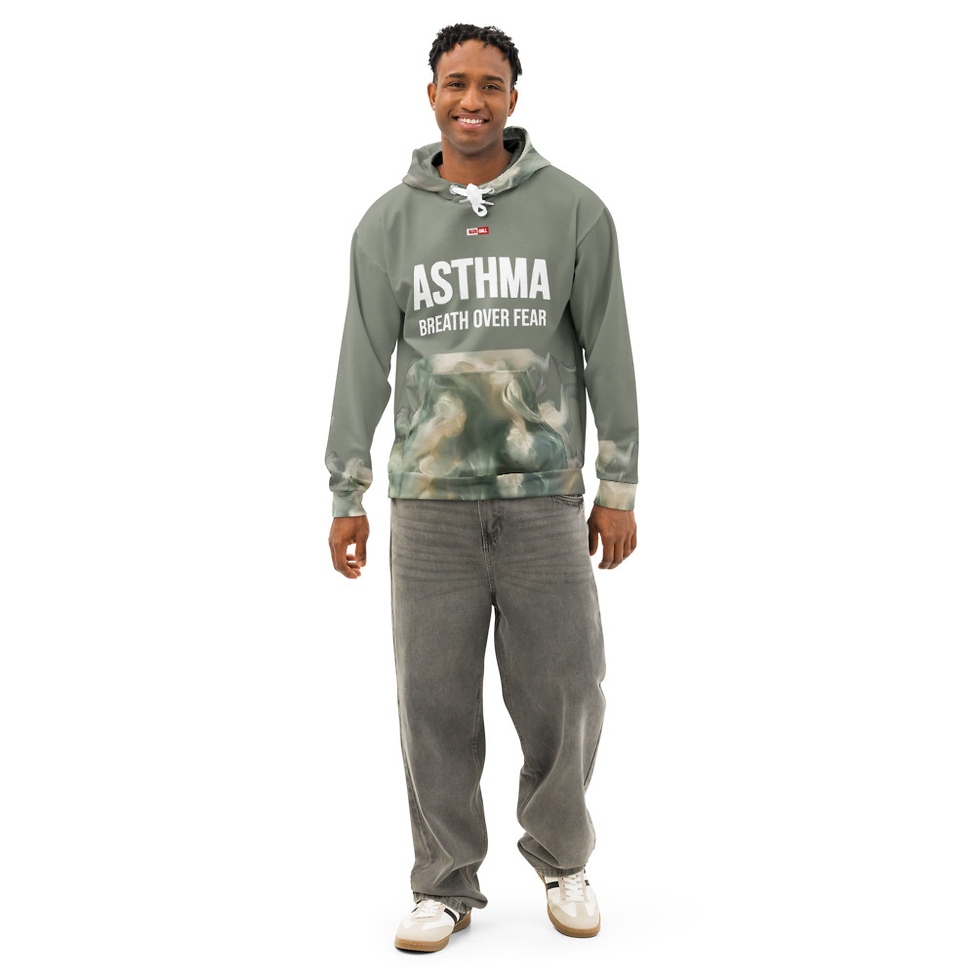 ILLTOCHILL Asthma awareness and support gift unisex cotton hoodie – Men's Front (White)