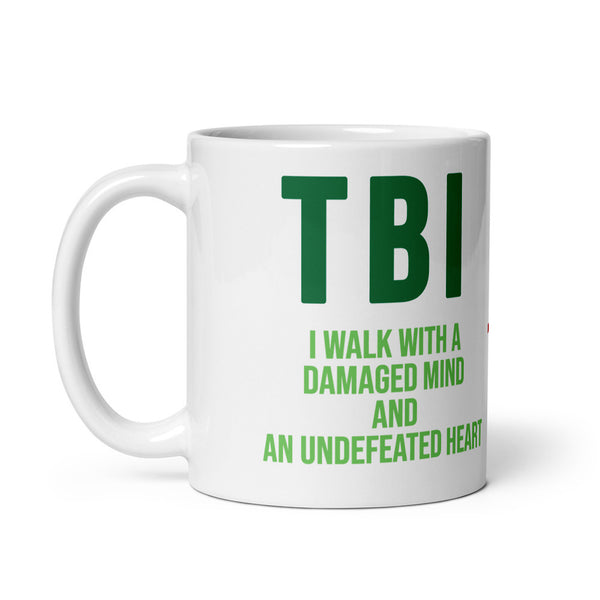 ILLTOCHILL TBI Traumatic brain injury support gift white glossy mug – Default Handle on Left