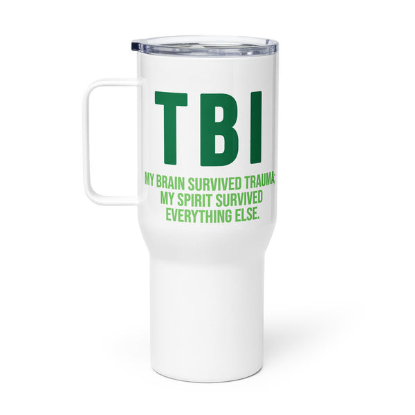 ILLTOCHILL TBI Traumatic brain injury support gift Travel mug with a handle – Flat Right