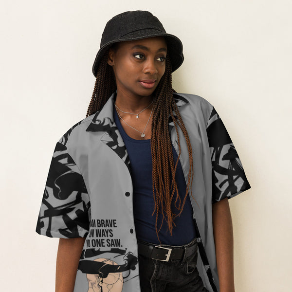 ILLTOCHILL CPTSD awareness Complex Post Traumatic Stress Disorder Unisex button shirt – Women's Lifestyle Right Front (Black)