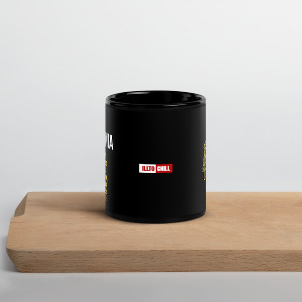 ILLTOCHILL Insomnia Night Owl Black Glossy Mug – Lifestyle 3 Front