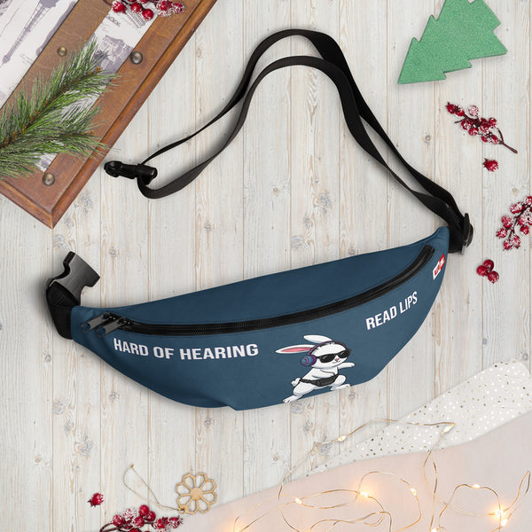 ILLTOCHILL Hard of Hearing Awareness Fanny Pack – Holiday season Front (Black)