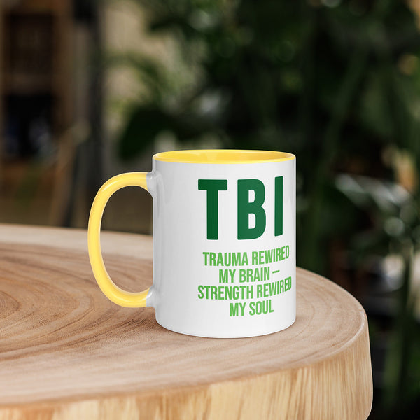 ILLTOCHILL TBI Traumatic brain injury support gift Mug with Color Inside – Lifestyle 5 Left