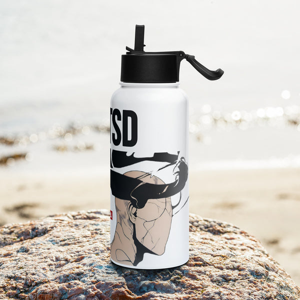 ILLTOCHILL CPTSD awareness gift Stainless steel water bottle with a straw lid – Lifestyle 3 Left