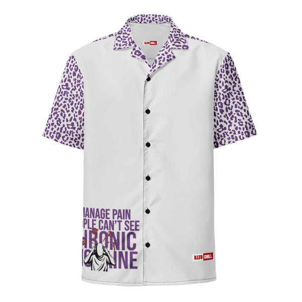 ILLTOCHILL Chronic Migraine awareness and support Unisex button shirt – Ghost Front (Black)