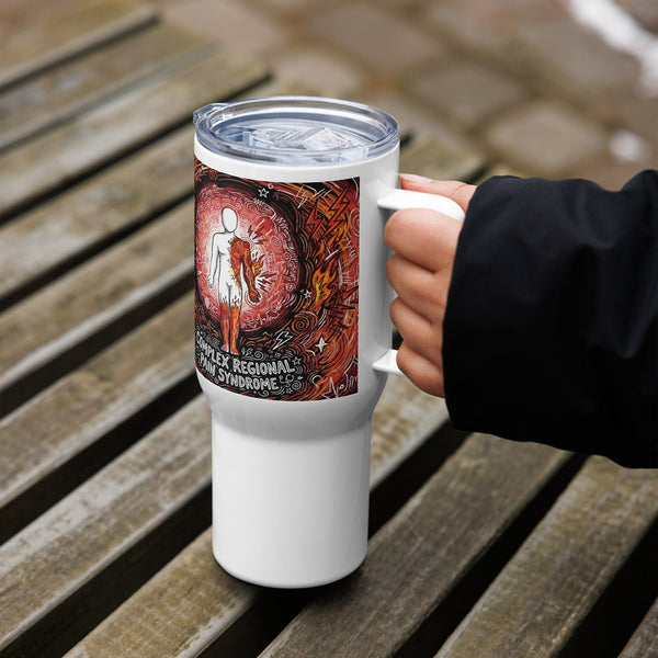 ILLTOCHILL CRPS Awareness and support gift Travel mug with a handle – Lifestyle 6 Left