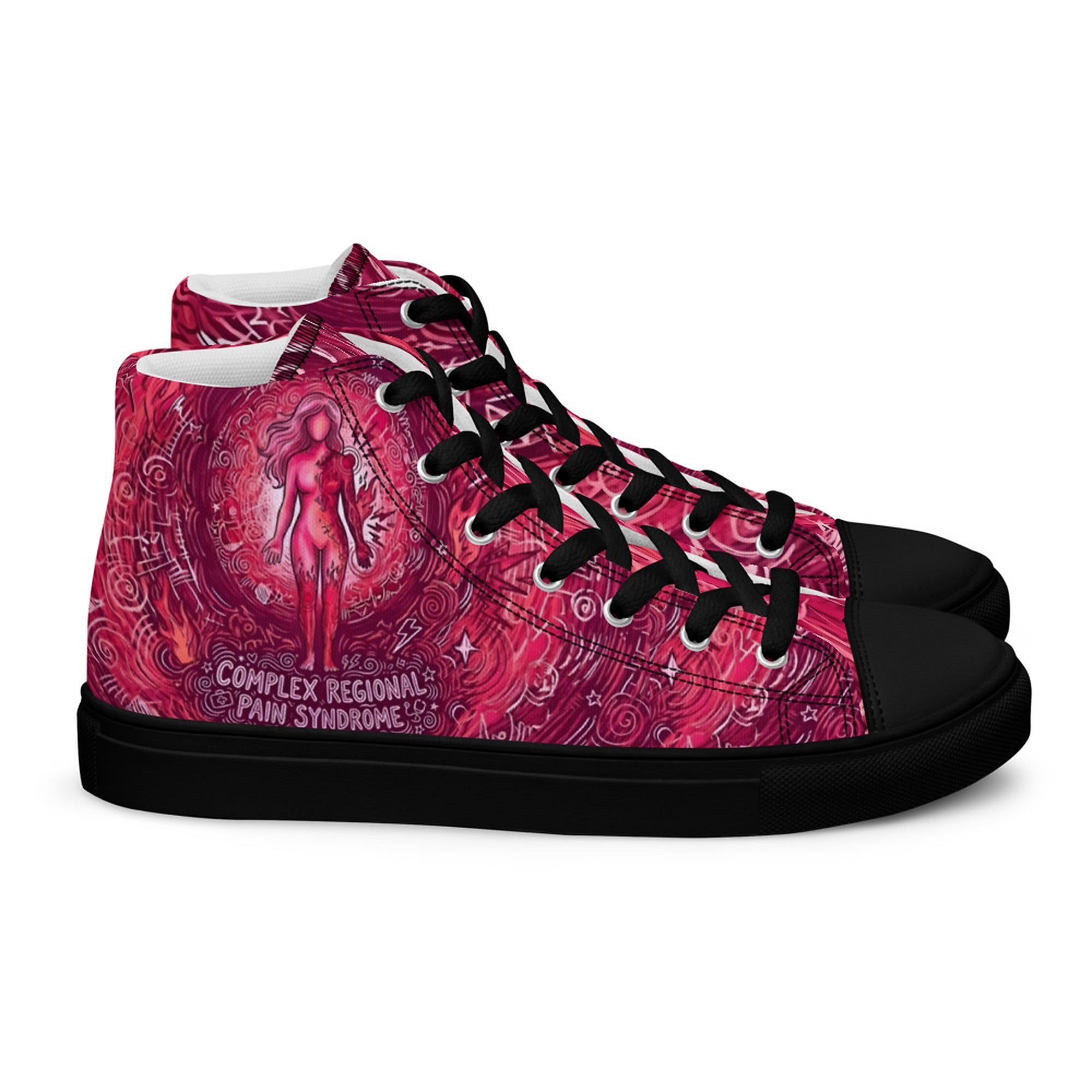ILLTOCHILL CRPS Awareness Women's High Top Shoes – Flat Right (Crps Awareness Women's High Top Shoes)