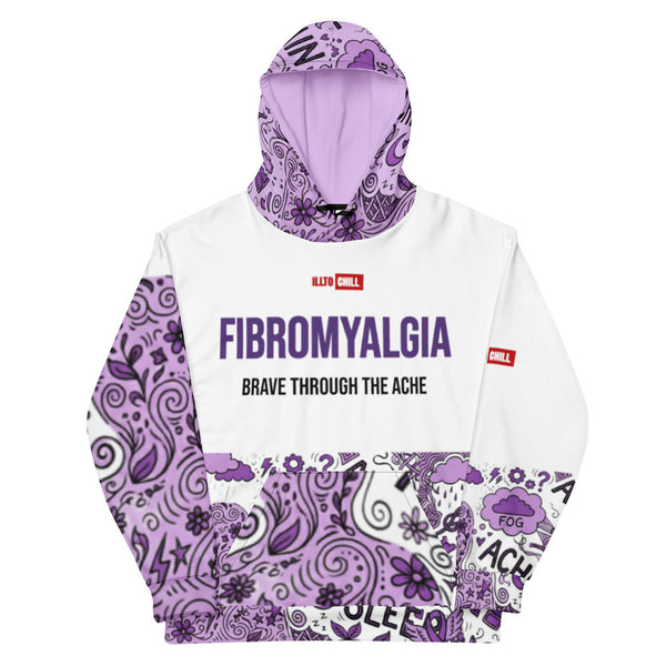 ILLTOCHILL Fibromyalgia awareness fibro gift cotton hoodie – Flat Front (Black)