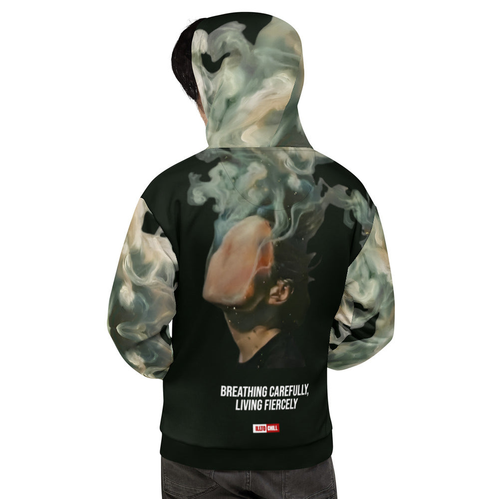 ILLTOCHILL Asthma awareness and support gift heavyweight unisex Hoodie – Men's Back (Black)