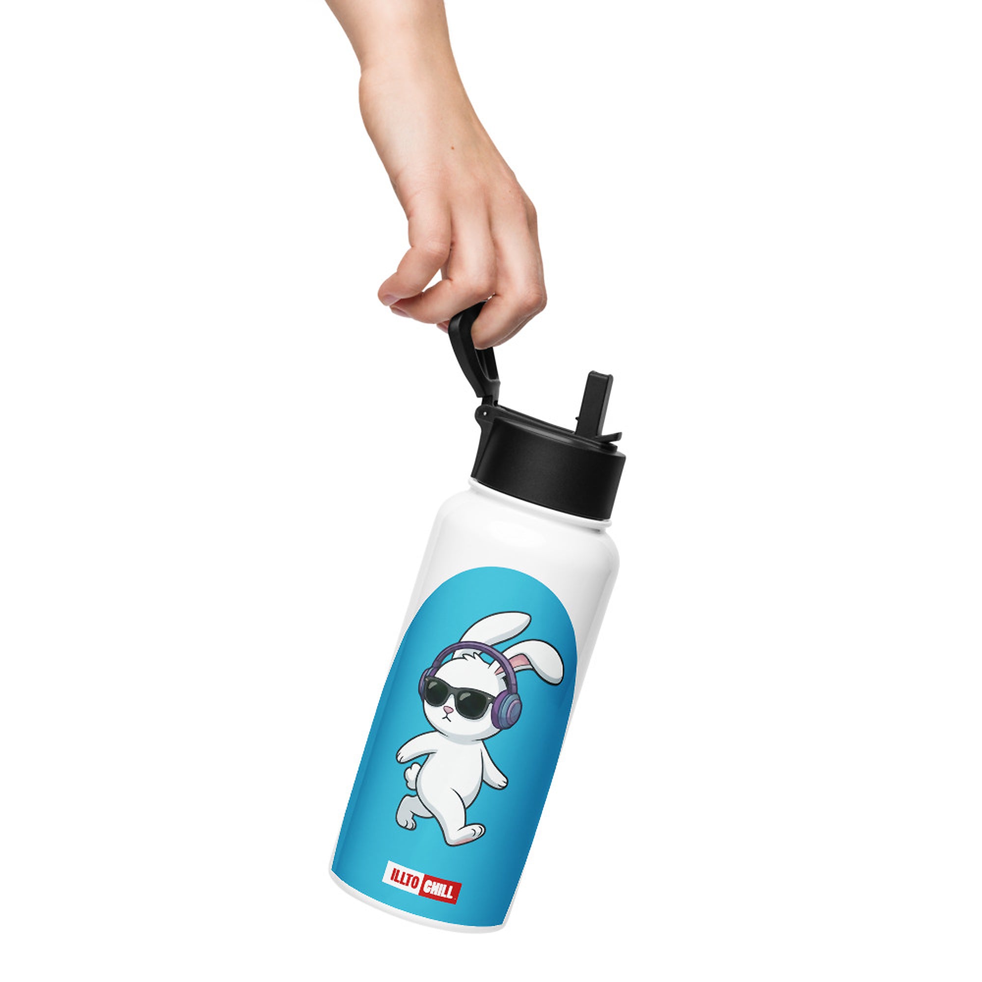 ILLTOCHILL Hard of hearing support gift Stainless steel water bottle with a straw lid – Lifestyle Left