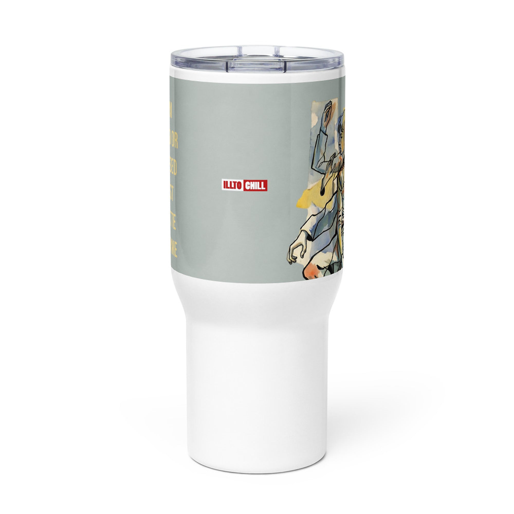 ILLTOCHILL Tourette syndrome awareness TS gift Travel mug with a handle – Flat Front