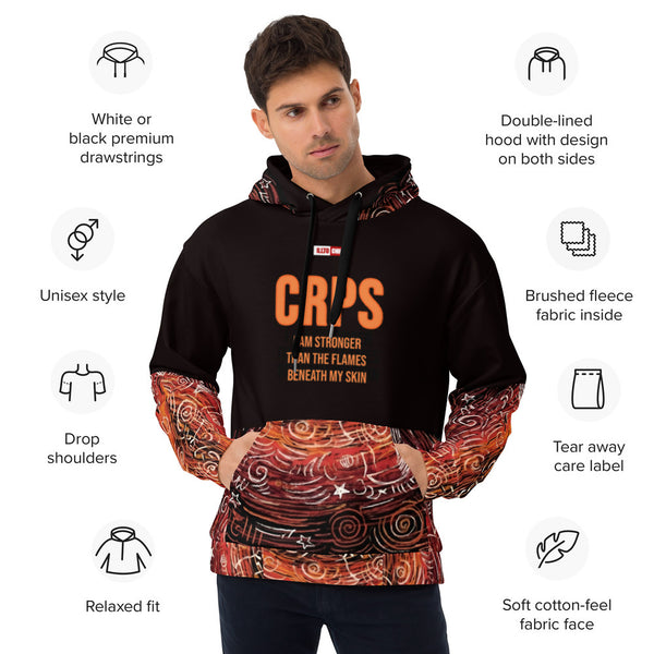 ILLTOCHILL CRPS Awareness gift heavyweight Unisex Hoodie – Product specs Front (Black)