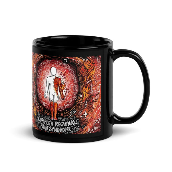 ILLTOCHILL CRPS Awareness and support gift Black Glossy Mug – Flat Handle on Right