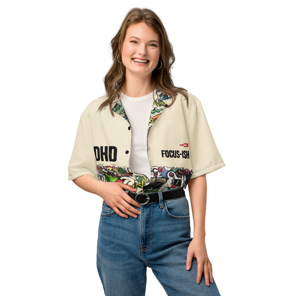 ILLTOCHILL Adhd Attention deficit awareness Unisex button shirt – Women's 2 Front (Black)